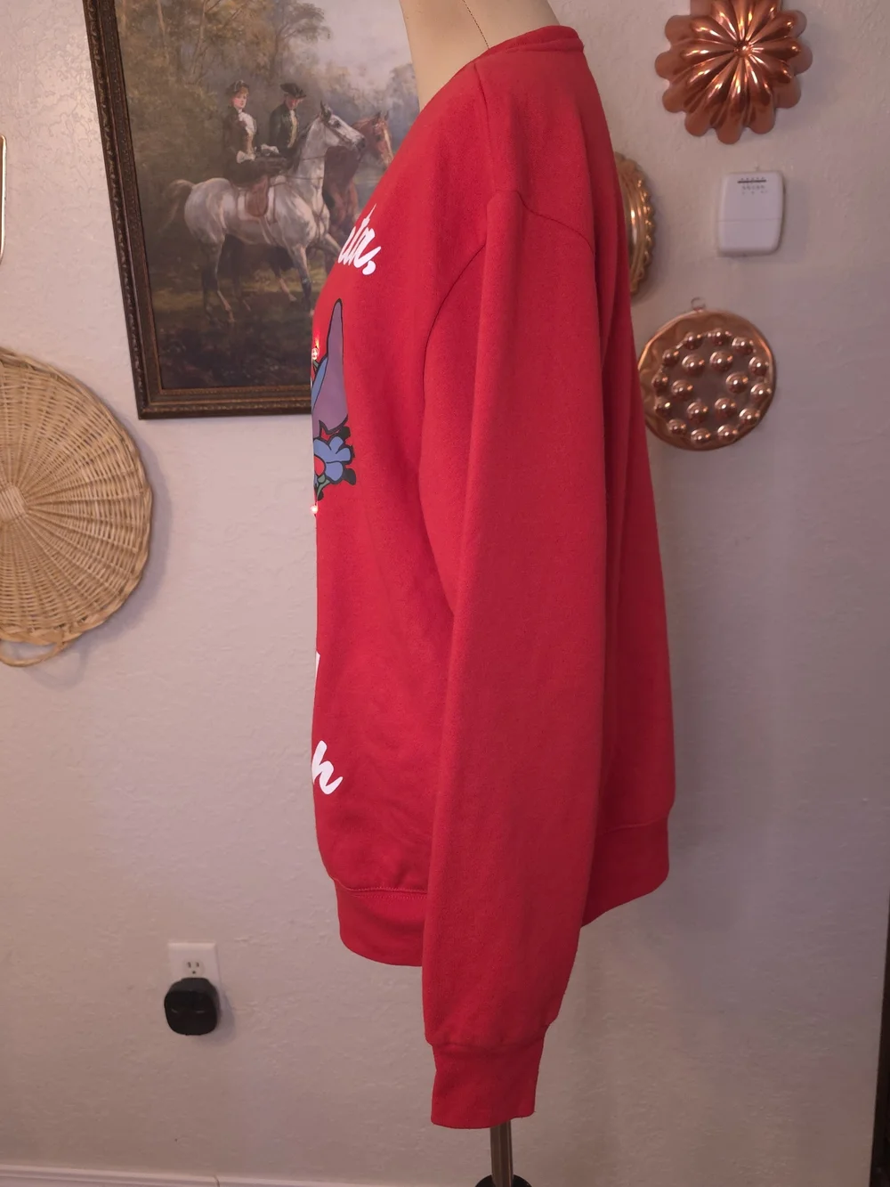 Disney Stitch Light Up Christmas Sweatshirt Red Medium Dear Santa Holiday